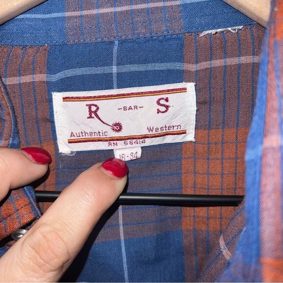 VNTG R BAR S plaid button up Pearl snap shirt  16-34 - Picture 4 of 5